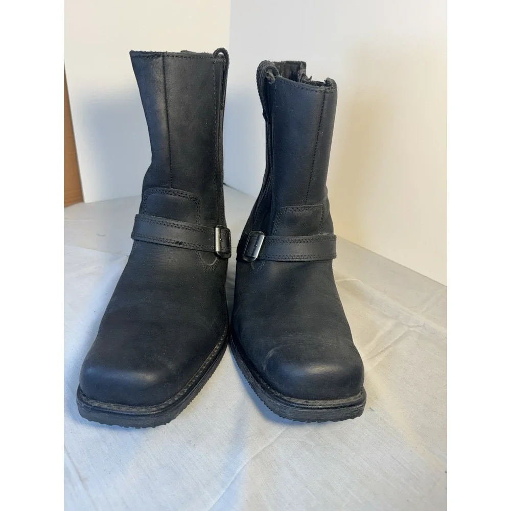 Harley Davidson Leather Motorcycle Strap Boots Pull On Size 8.5